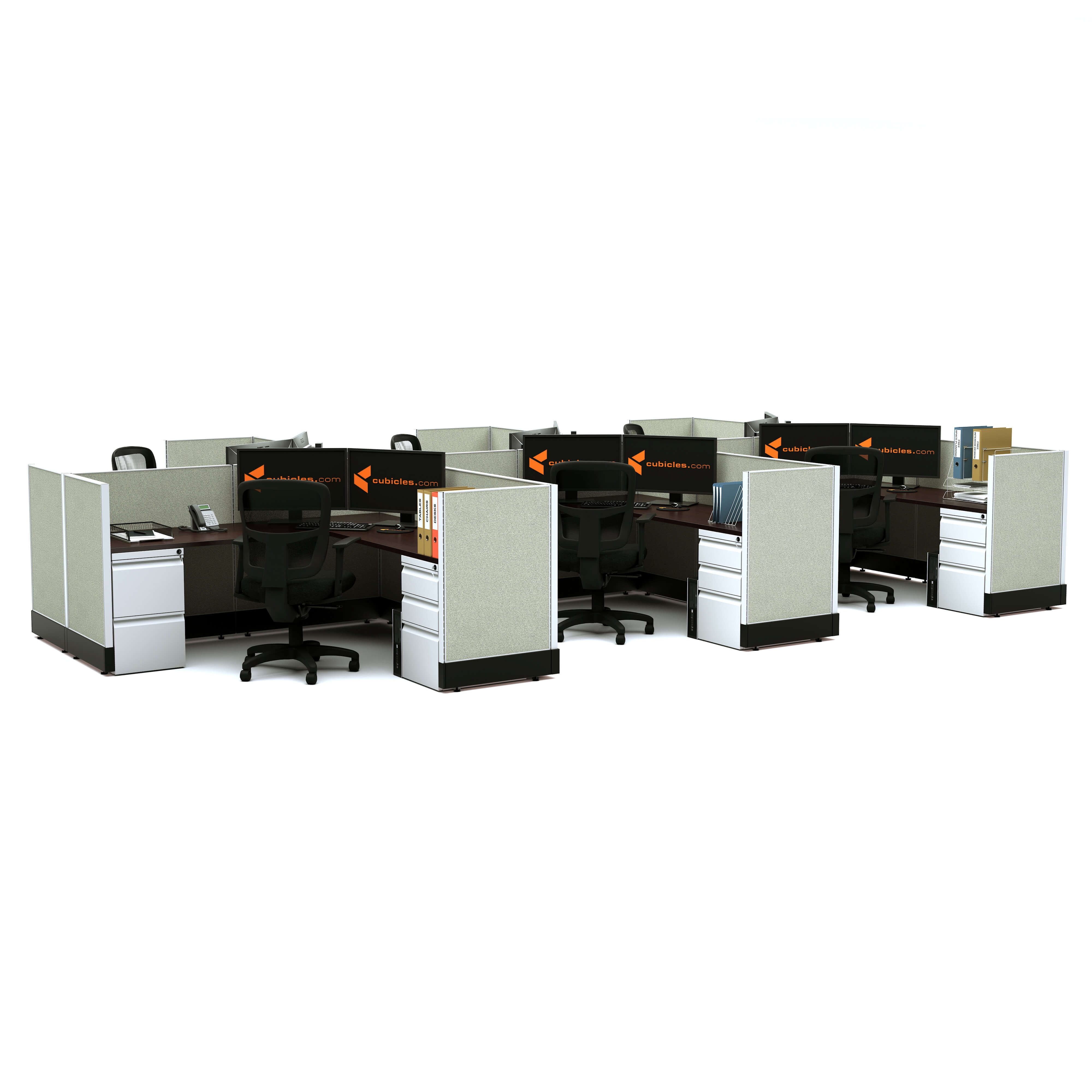 Cubicle Rack System System Furniture 39H 6pack Cluster Powered Cubicles - Walmart.com