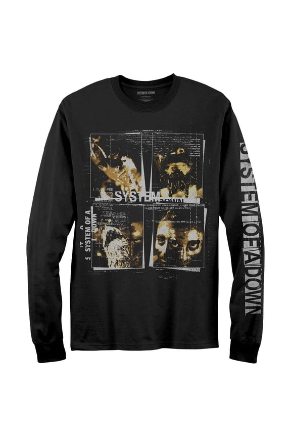 System Of A Down Unisex Long Sleeve T-Shirt Face Boxes (Sleeve Print) (Medium)
