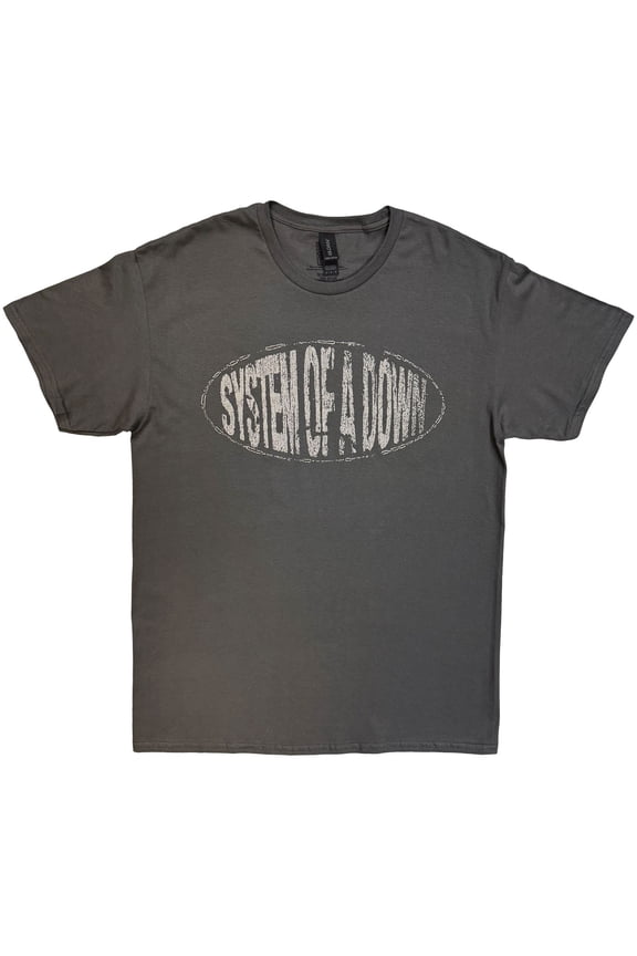 System Of A Down Unisex T-Shirt: Stretched Logo (Charcoal Grey)