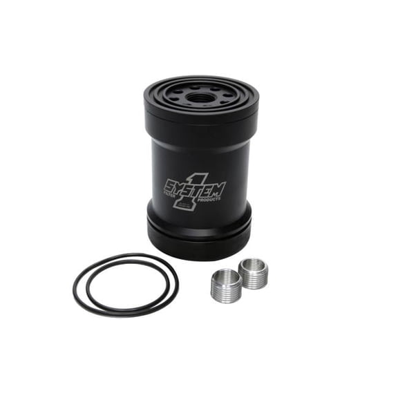 System One 75 Micron Billet Oil Filter with Cast Cap, Black