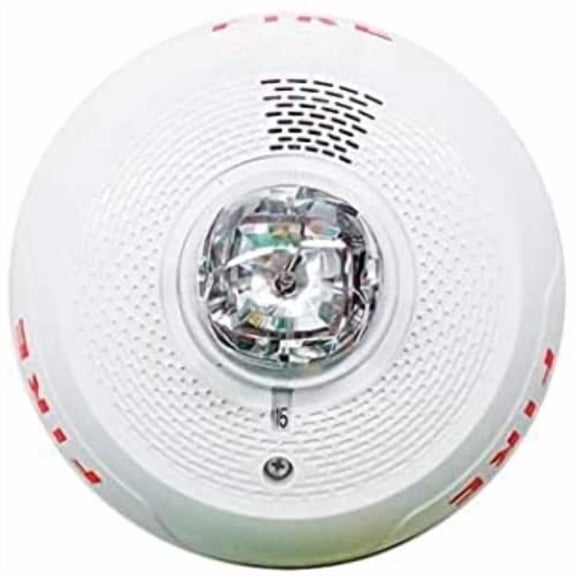 System Sensor PC2WL-LF Indoor SelectableOutput Low Frequency Sounder Strobe, 2-Wire, Ceiling Mount, "FIRE" Marking, White