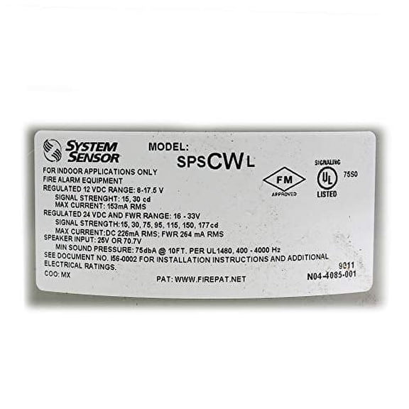 System Sensor SPSCWL Ceiling Mount Speaker Strobe, Clear Lens, White