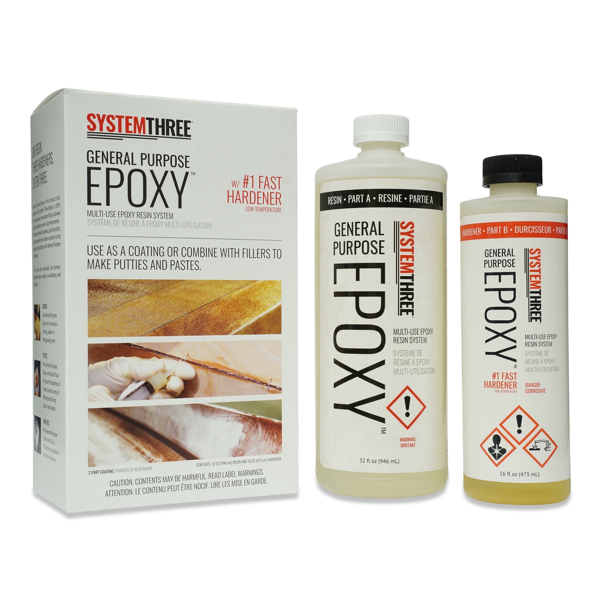 System Three General Purpose Epoxy, Fast Hardener, 1.5 Quart Kit