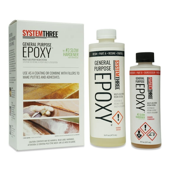 System Three General Purpose Epoxy, Slow Hardener, 1.5 Pint Kit