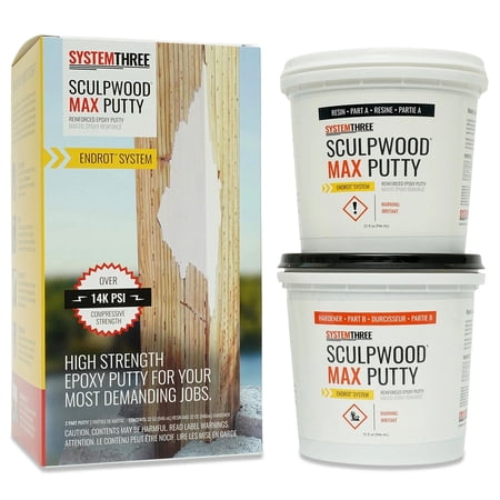 System Three SculpWood Max Putty Epoxy Filler, 1/2 Gallon Kit