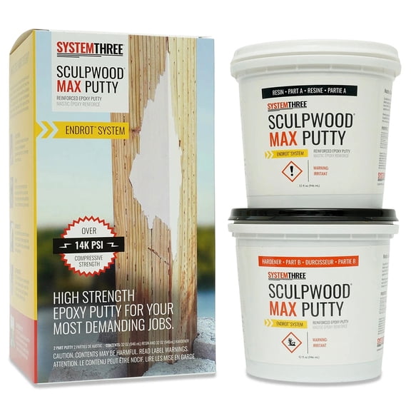 System Three SculpWood Max Putty Epoxy Filler, 1/2 Gallon Kit
