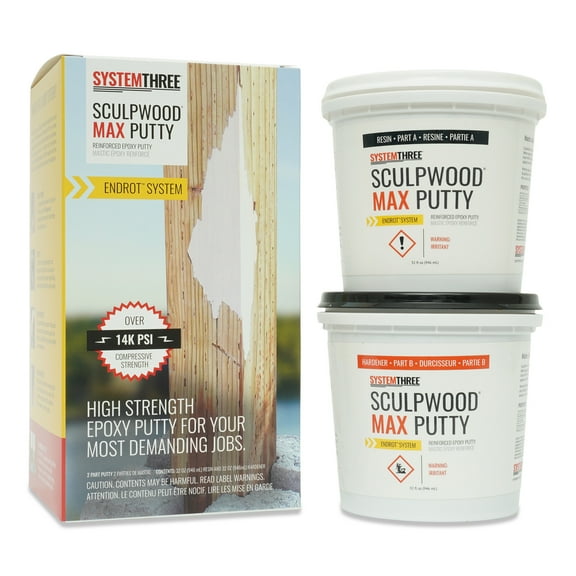 System Three SculpWood Max Putty Epoxy Filler, 1/2 Gallon Kit