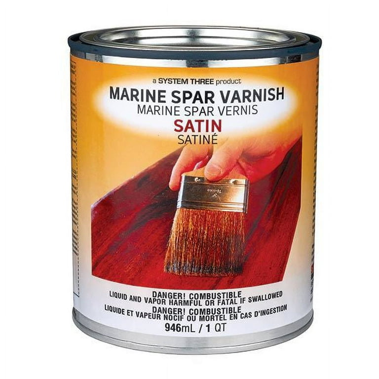 System Three 1855S16 Clear Marine Spar Urethane Varnish 1 Quart, Satin