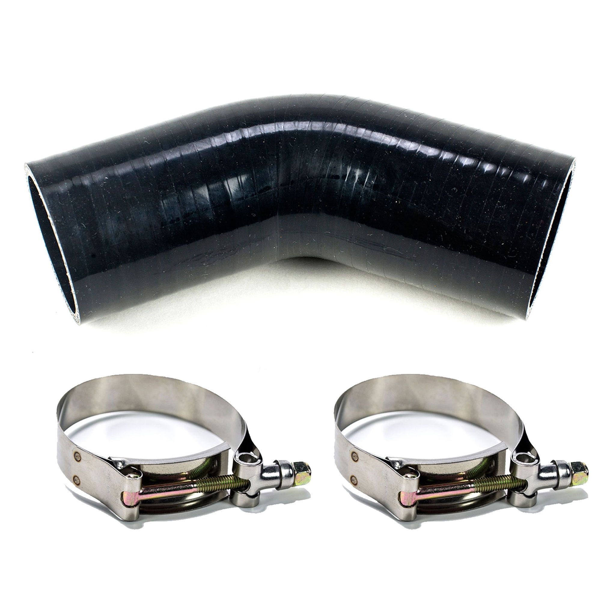 3" DIY Polished Intercooler Piping W/ U Pipe Black Silicone