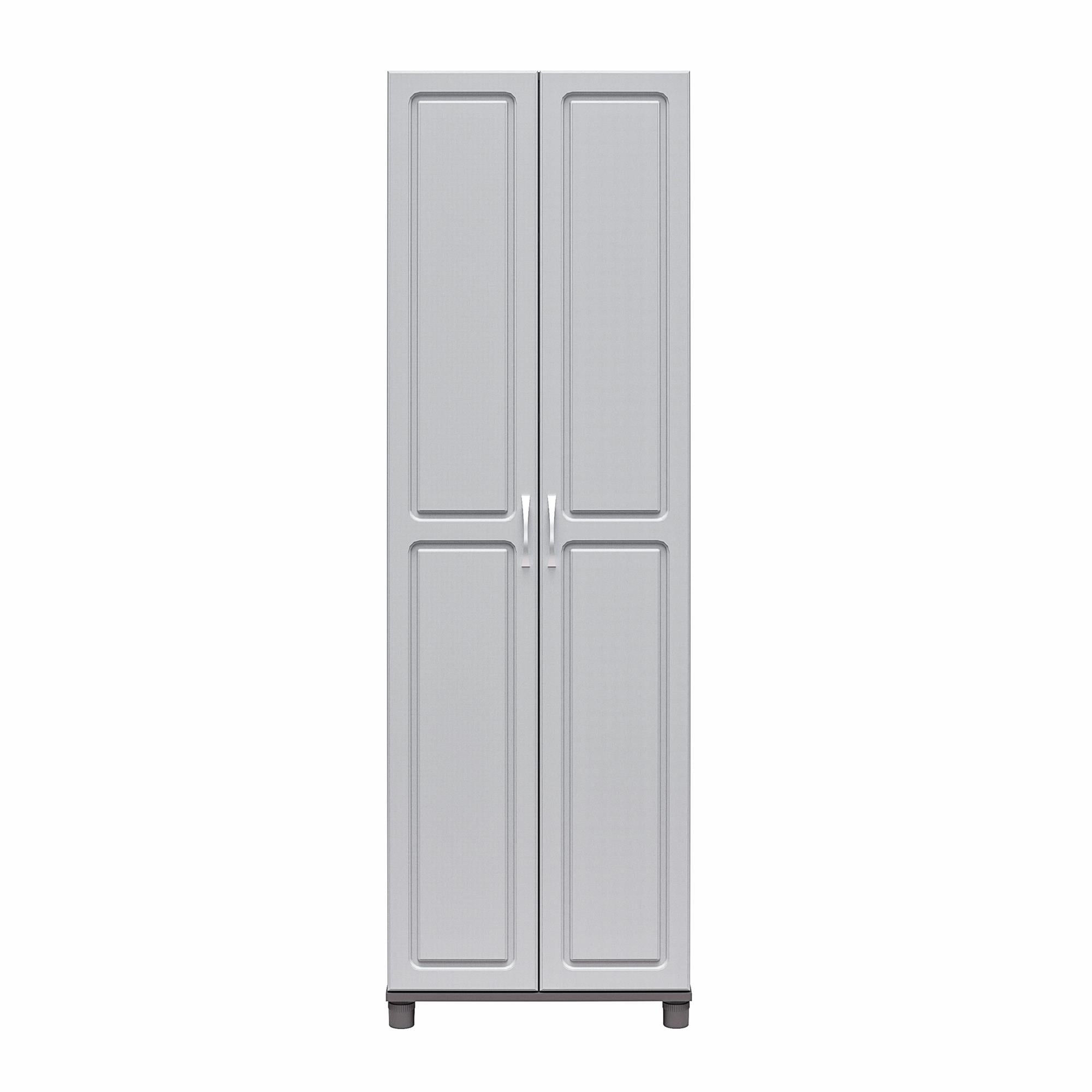 Gray Laminated MDF Freestanding Utility Storage Cabinet with Adjustable Shelving