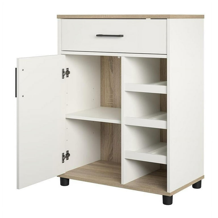 SystemBuild Whitmore Bar Cabinet with Beverage Shelves in White