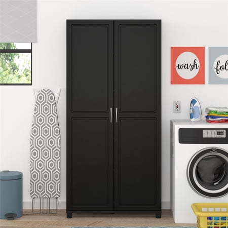 Systembuild Evolution 35.7"W x 15.4"D x 74.3"H Utility Storage Cabinet, Black