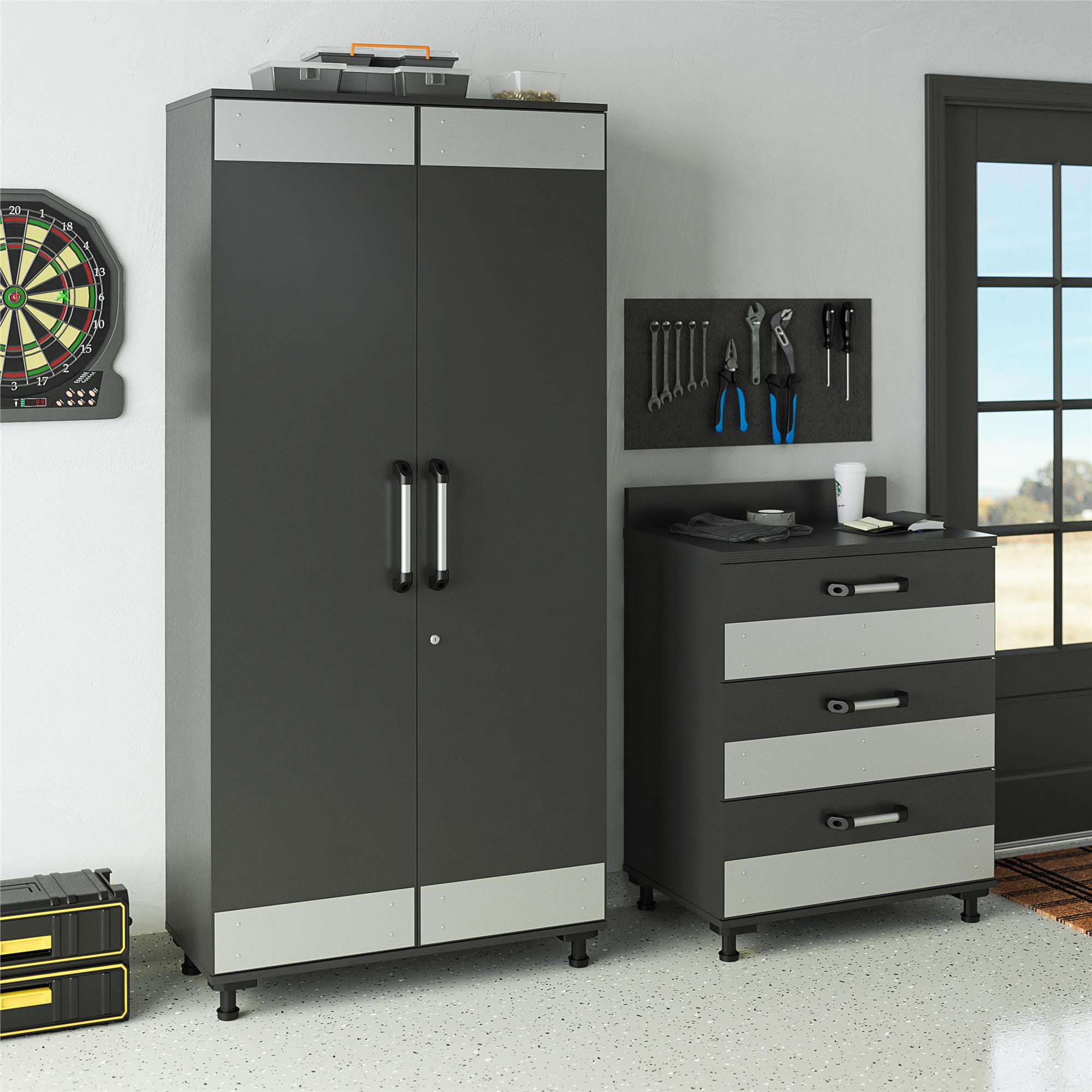 Tall Storage Cabinet Charcoal Gray - Buylateral