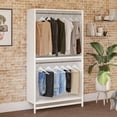 thumbnail image 1 of Systembuild Evolution Elga Extra Wide 2 Shelf Double Clothing Rod Closet Tower, Ivory Oak, 1 of 15