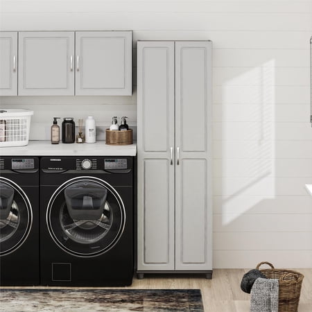 Systembuild Evolution Kendall 24" Wooden Utility Storage Cabinet, Dark Gray/Light Gray