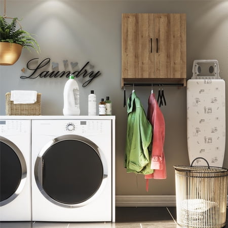 Systembuild Evolution Lory 2 Door Wall Cabinet with Hanging Rod, Natural