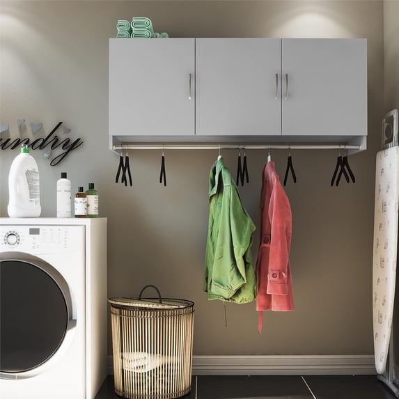 Systembuild Evolution Lory 3 Door Wall Cabinet with Hanging Rod, Dove Gray