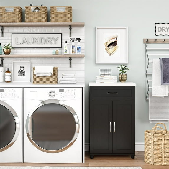 Systembuild Evolution Lory Framed 2 Door/1 Drawer Base Cabinet, Black