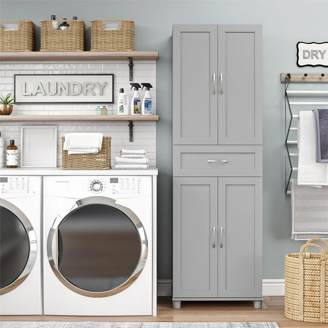 Systembuild Evolution Lory Framed Storage Cabinet with Drawer, Dove Gray
