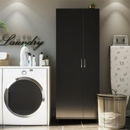Systembuild Evolution Lory Tall Asymmetrical Storage Cabinet, Black