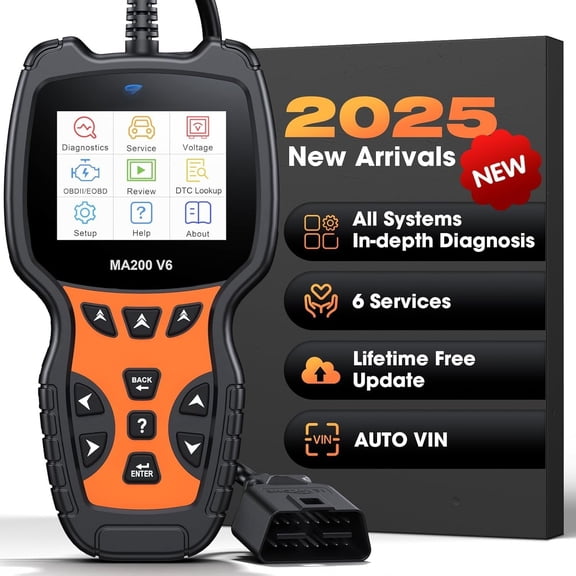 Systems OBD2 Scanner, MA200 V6 Code Reader for Models of 6 Manufacturing Groups, with 6 Full OBD2 Live Data Test Diagnostic Scan Tools Lifetime Free Upgrade