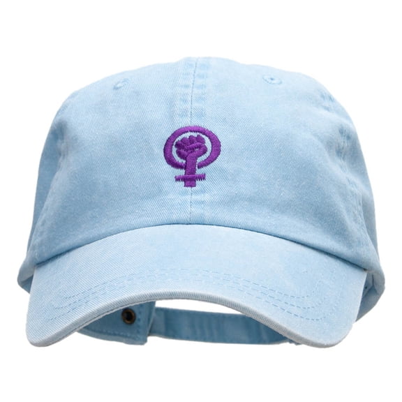 Systerhood Symbol Embroidered Pigment Dyed Wash Caps - Lt Blue OSFM