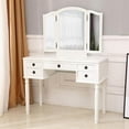 thumbnail image 1 of Sythers White Dressers for Bedroom,  Three-Fold Square Mirror Drawers Roman Column Table/Stool, 1 of 6