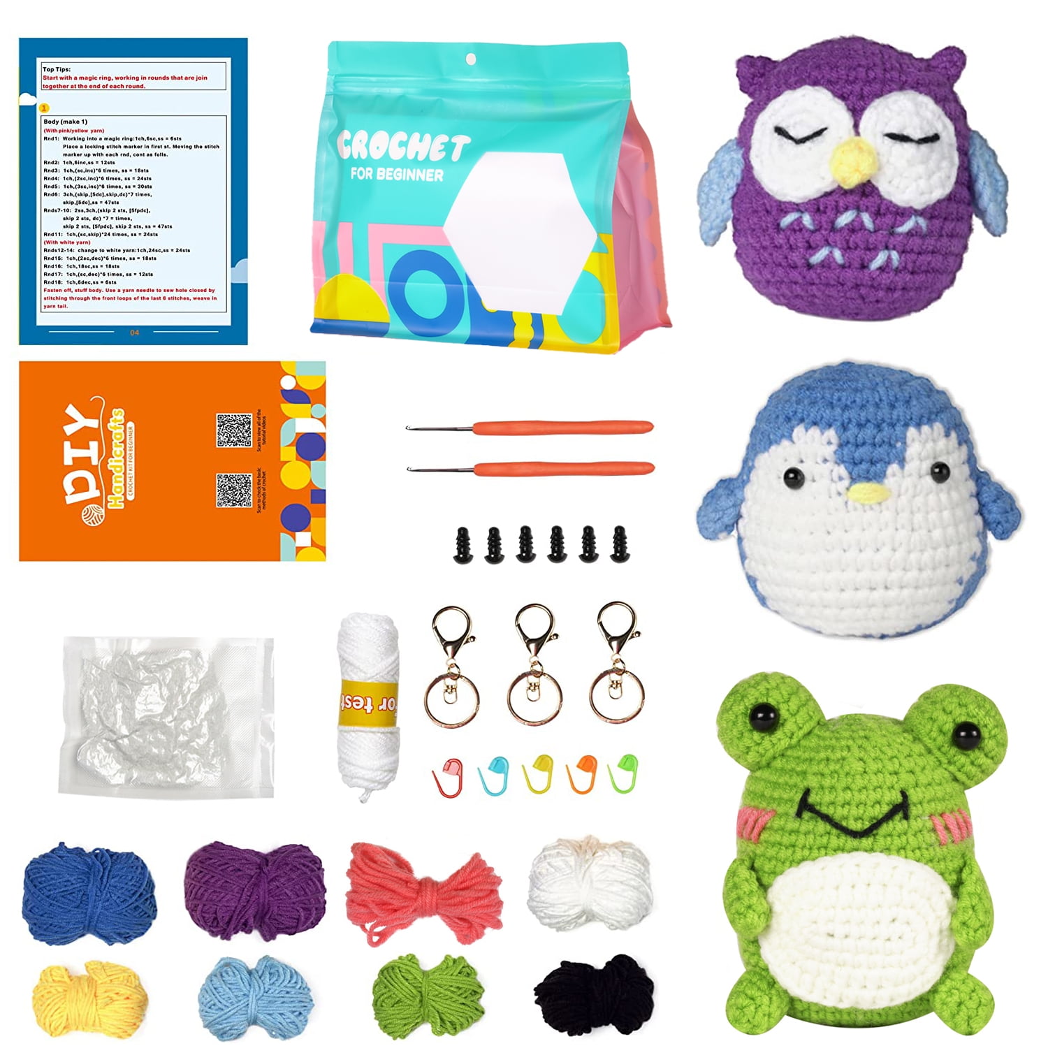 Crochet Kits, Diy Crochet Kit For Beginners, Cute Animal Kit Penguin And  Hedgehog Starter Pack With Yarn Balls, Crochet Hooks, Stitch Markers,  Needles, Instruction, Accessories Kit For Beginners - Temu Belgium