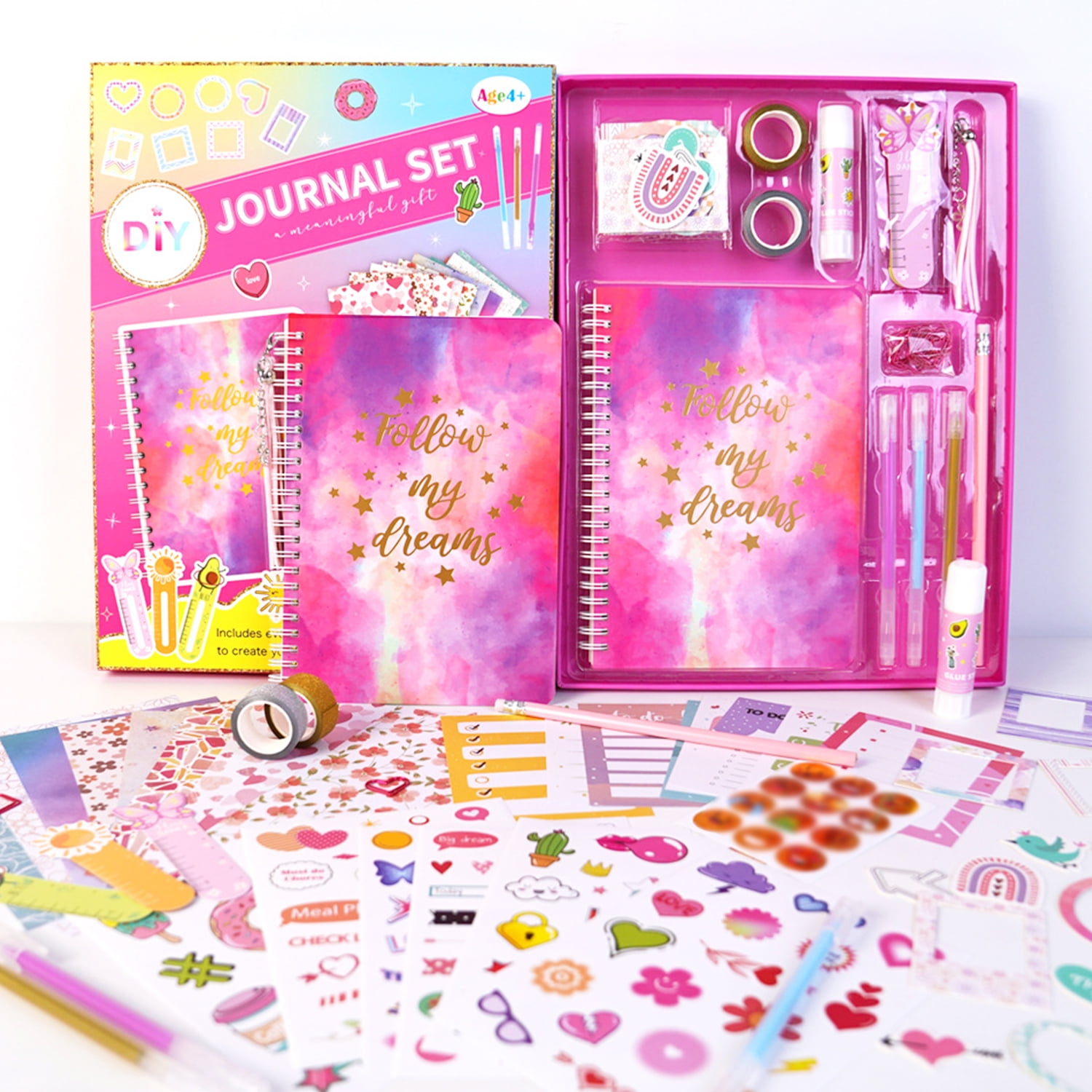 Sytle-carry DIY Journal Kit for Girls, Journaling Arts Craft Kit, Scrapbook & Diary Supplies Set, Gifts for Girls Age of 8 9 10 11 12 13 Years Old and