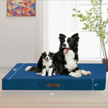 Sytopia Orthopedic Waterproof Extra Large Dog Bed with Removable Washable Cover, Indestructible Egg Crate Foam Dog Bed Chew Proof, XL(42"x30"x4") Bed for Jumbo Dogs up to 100 Pounds- BLUE