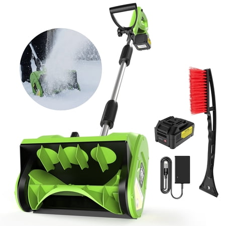 Syvio Cordless Snow Shovel, 24V | 12-Inch | 4-Ah Cordless Snow Blower, Battery Snow Blower with Directional Plate & Adjustable Front Handle (4-Ah Battery & Quick Charger Included)