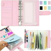 Sywan A6 PU Leather Notebook Ring Binders Type with Refillable Paper, Pink