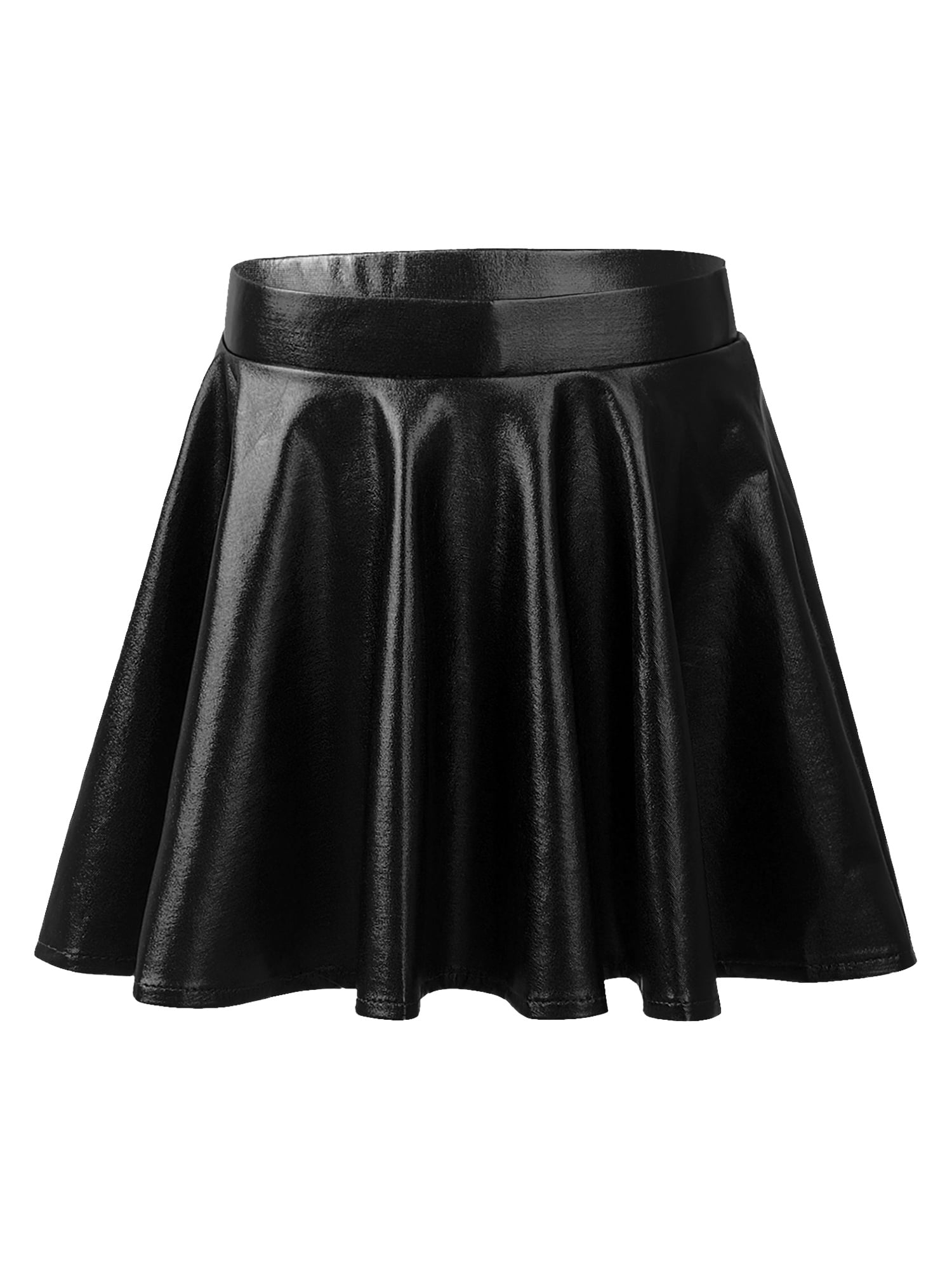 R&N FASHIONS Girls Shiny Nylon Skater Skirt For Dance Tap Ballet Jazz Gymnastics With Stretch Fit And Pull-On Design – Lightweight, Comfortable Wear (Black, 3 Years, 3_Years