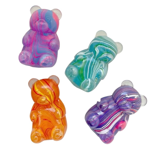 Syznb 1 Pc 3 Inch Bear Maltose Decompression Ball, Clear Amber Style Squeezing Toy, Slow Rebound Bear Fidget, Stress Relieving Ball with Dust-Proof Box for Kids and Adults