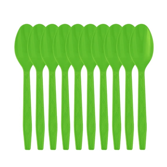 Syznb 10 Pcs World-Cup 2026 Soccer Party Spoons, Disposable Plastic Spoons for Sports Event Game Day, Durable Green Football Theme Tableware for Kids Birthday Parties