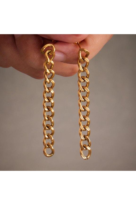 Chain Hoop Dangle Earrings for Women, Fashion Tassel Drop Huggie Hoops, Hypoallergenic Premium Metal Jewelry for Daily Wear, Anniversary Gift