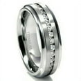 thumbnail image 1 of Sz 10.0 Men's 7MM Eternity Titanium Ring Wedding Band with CZ, 1 of 1