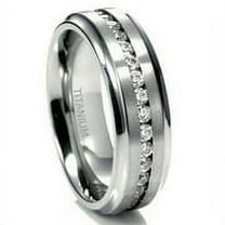 Sz 10.0 Men's 7MM Eternity Titanium Ring Wedding Band with CZ