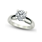 Sz 10 Sterling Silver Cubic Zirconia Solitaire 1.25 Carat tw Round Cut 4-Prong Set CZ Engagement Ring