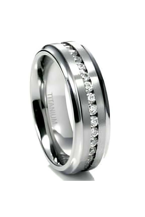 Sz 11.0 Men's 7MM Eternity Titanium Ring Wedding Band with CZ