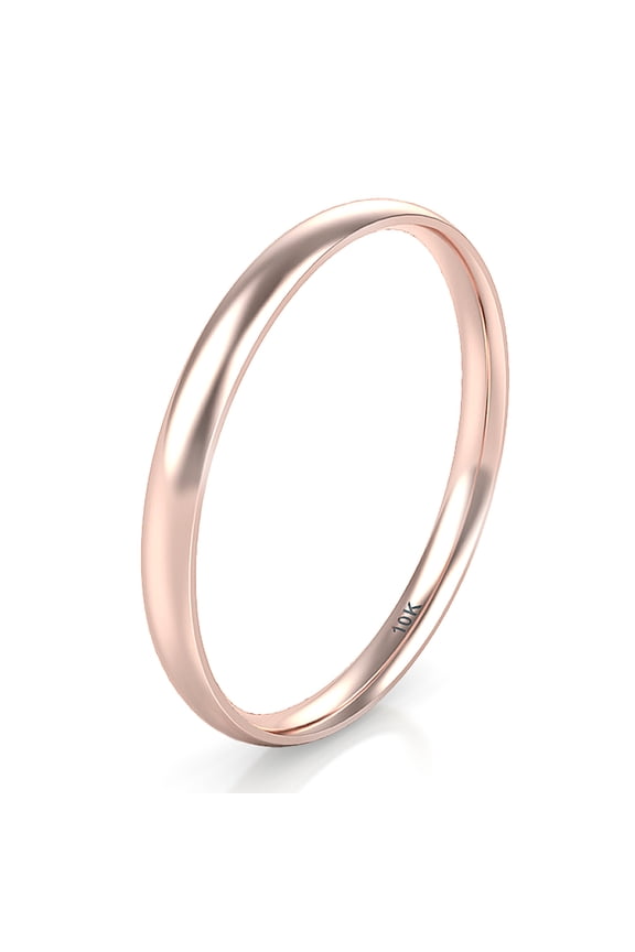 Sz 11.0 Solid 10K Rose Gold 2MM Round Dome Comfort Fit Wedding Band Ring