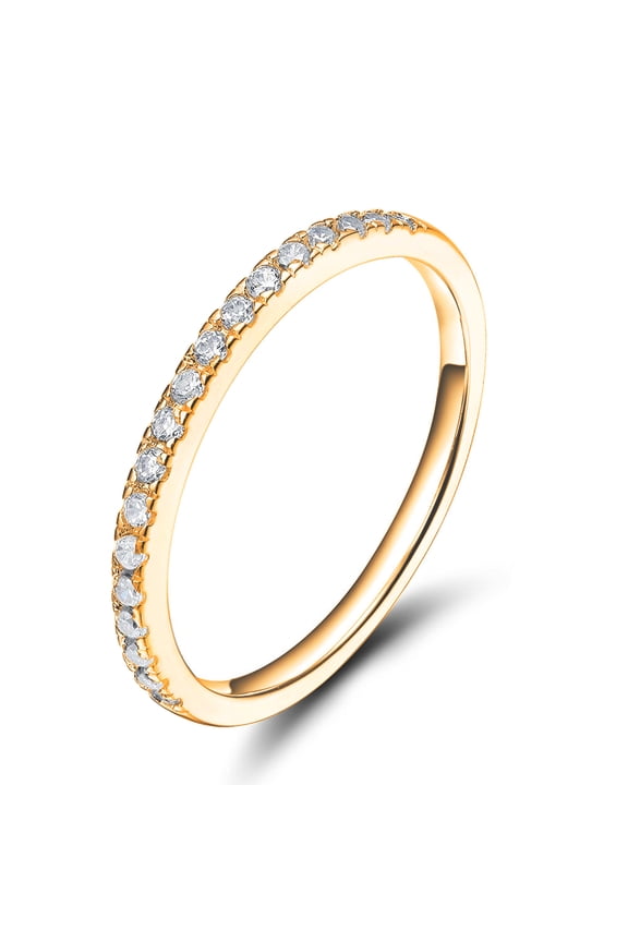 Sz 11.0 Solid 10K Yellow Gold Diamond 2MM Half Eternity Stackable Wedding Anniversary Band Ring