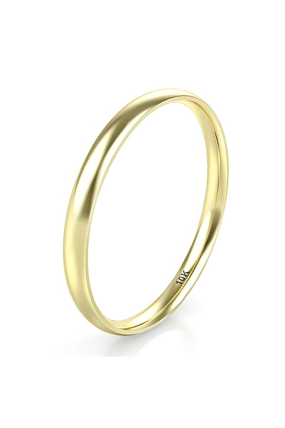 Sz 11.5 Solid 10K Yellow Gold 2MM Round Dome Comfort Fit Wedding Band Ring