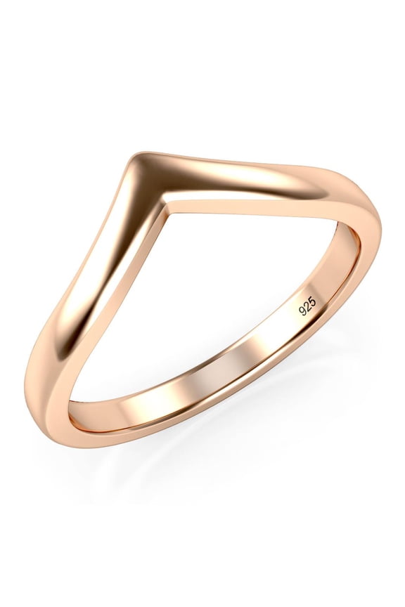 Sz 11 Rose Gold Plated Sterling Silver 925 Chevron Stackable Ring