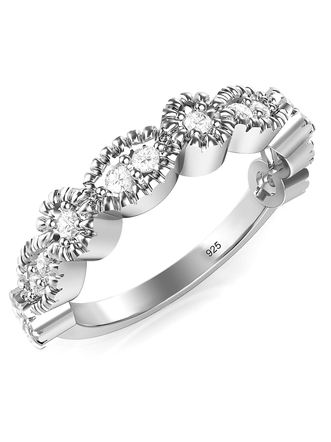 Sz 11 Sterling Silver CZ Stackable Anniversary Cubic Zirconia Band Ring ...