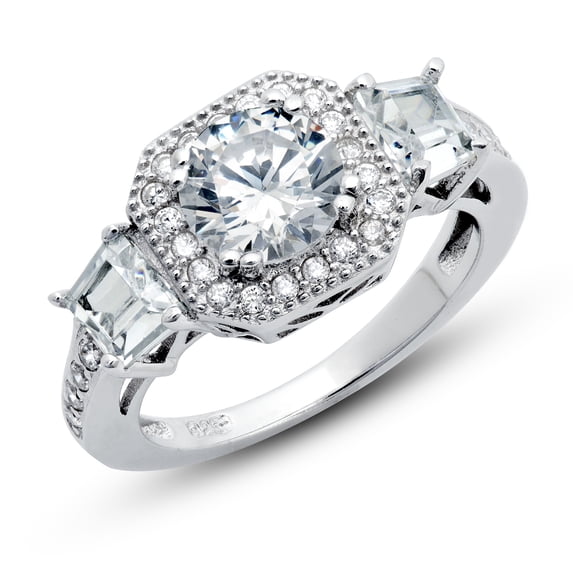 Sz 11 Sterling Silver Cubic Zirconia CZ Promise Engagement 2.15 ct.tw Band Ring