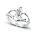 thumbnail image 1 of Sz 12 Sterling Silver Anchor & Rope Nautical Band Ring, 1 of 1