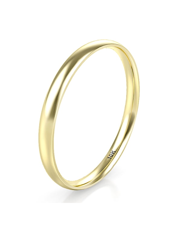 Sz 4.0 Solid 10K Yellow Gold 2MM Round Dome Comfort Fit Wedding Band Ring