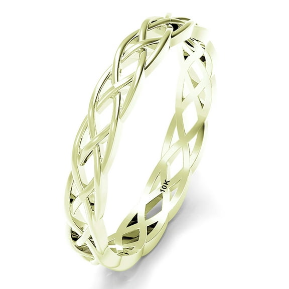 Sz 4.0 Solid 10K Yellow Gold 3MM Eternity Celtic Knot Stackable Comfort Fit Wedding Band Ring
