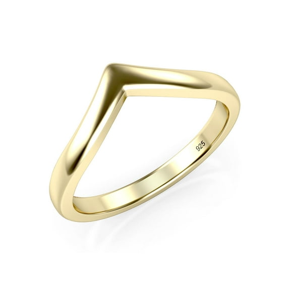 Sz 4 Yellow Gold Plated Sterling Silver 925 Chevron Stackable Ring